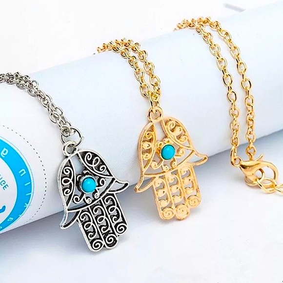 🔴5/$15🔴CLEARANCE Turquoise Hamsa Necklace NEW - Picture 8 of 11
